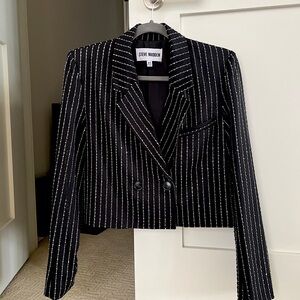 Rhinestoned pinstriped blazer (Swarovski rhinestones) black- XS